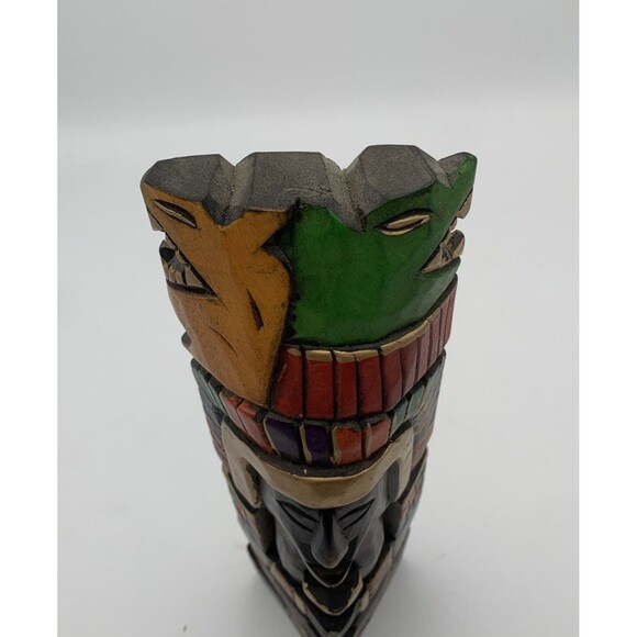 Vintage Hand painted Aztec Wooden Totem Pole - Picture 5 of 8